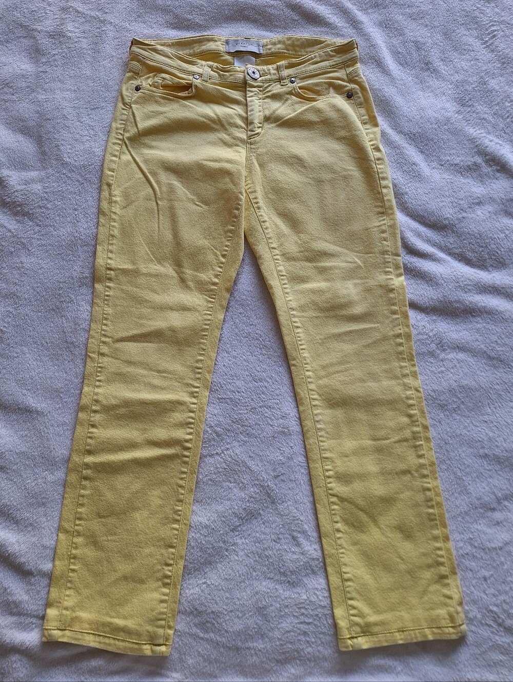 Weekend Max Mara W111 Garment Dyed Pastel Yellow Skinny Jeans Womens Size 4